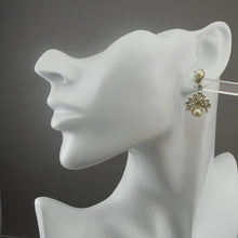 Load image into Gallery viewer, Vintage 1960s Formal Dangle Earrings - Faux Pearls, Rhinestones, Silver Tone - Screw Back