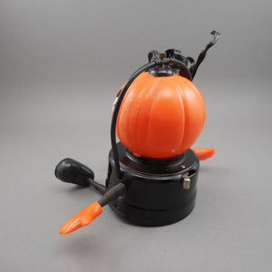 Vintage Early 1960s Halloween Theme Light Up Lantern Toy - Pumpkin Jack O Lantern with Spring Arms and Legs