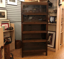 Load image into Gallery viewer, Antique Lundstrom 5 Section Barrister Bookcase Mahogany Walnut Wood Glass Doors