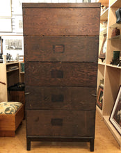 Load image into Gallery viewer, Antique Lundstrom 5 Section Barrister Bookcase Mahogany Walnut Wood Glass Doors