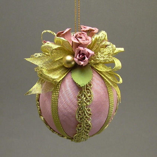 Moiré Faille Taffeta Ball Christmas Ornament in Three Colors - Handmade by Towers and Turrets - 
