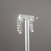 Load image into Gallery viewer, Vintage 1950s Formal Dangle Earrings - Rhinestone Chains, Silver Tone - Screw Back