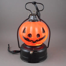 Load image into Gallery viewer, Vintage 1950s Halloween Light Up Lantern Toy - Glass Pumpkin Jack O Lantern - MS Maker&#39;s Mark