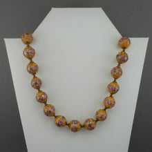 Load image into Gallery viewer, Vintage Murano Venetian Glass Necklace Wedding Cake Beads Gold Pink Blue Roses