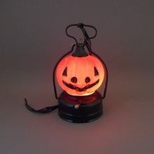 Load image into Gallery viewer, Vintage 1950s Halloween Light Up Lantern Toy - Glass Pumpkin Jack O Lantern - MS Maker&#39;s Mark