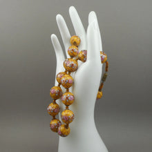 Load image into Gallery viewer, Vintage Murano Venetian Glass Necklace Wedding Cake Beads Gold Pink Blue Roses