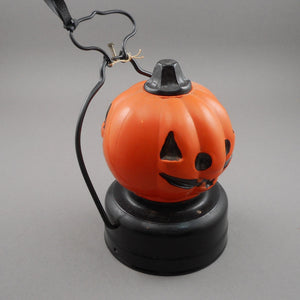 Vintage 1950s Halloween Light Up Lantern Toy - Glass Pumpkin Jack O Lantern - MS Maker's Mark