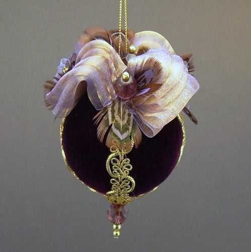 Velvet Ball Christmas Ornament in Plum - Handmade by Towers and Turrets - 