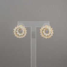 Load image into Gallery viewer, Vintage Crystal Double Wreath Earrings - Gold Tone with Open Back Stones - Pierced / Post