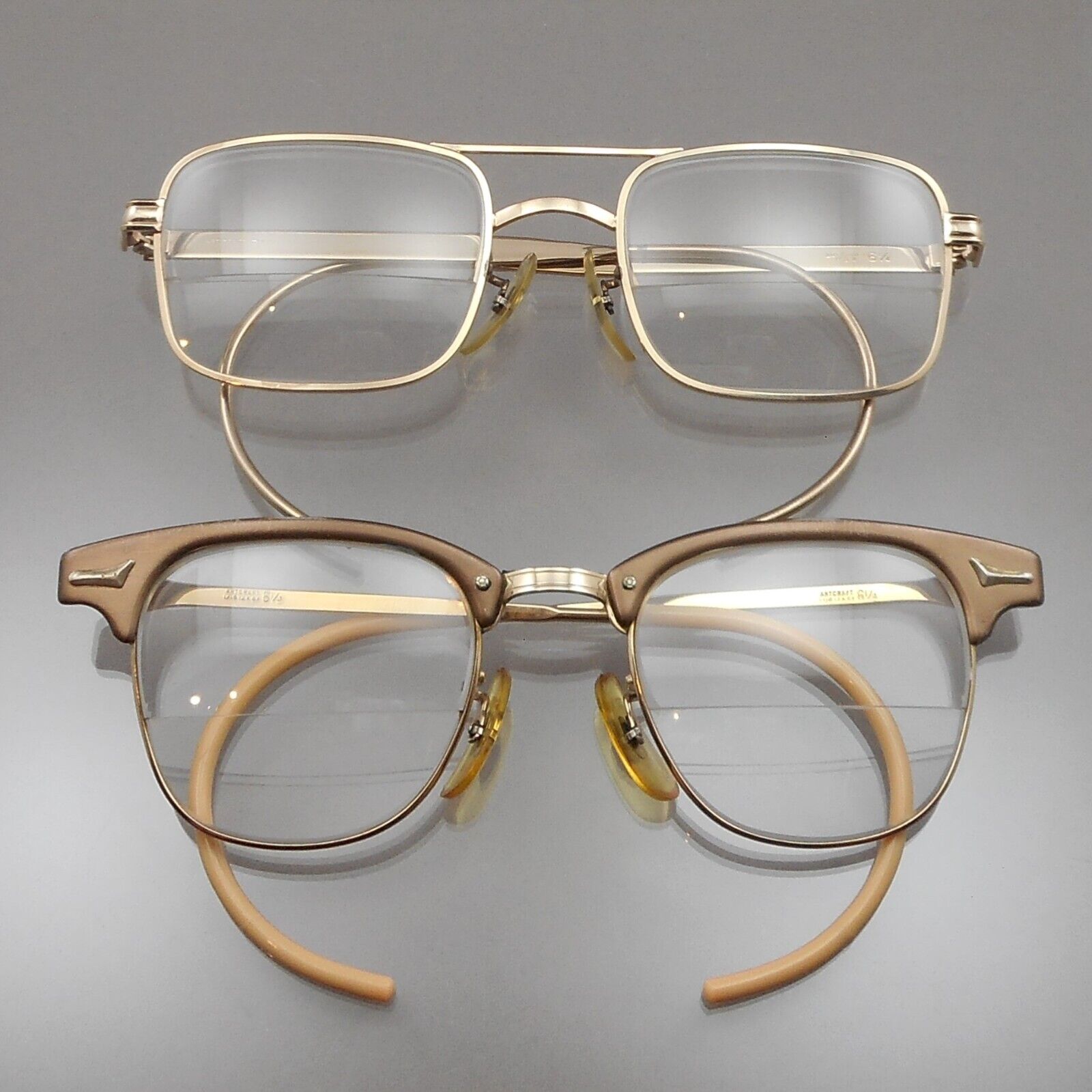 Lot 2 Vintage 1960 1970s Artcraft Eyeglasses 6 1/4 - 1 Pair is 12K Gold  Filled