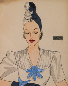 Vintage Watercolor Miriam Haskell Jewelry Ad Larry Austin Fashion Illustration