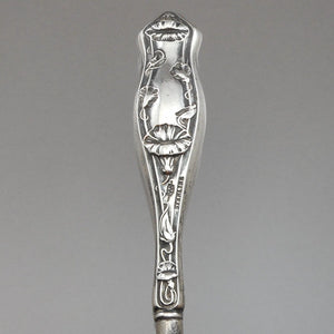 Antique Art Nouveau Repousse Sterling Silver Button Hook Webster Co Lily Flowers