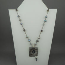 Load image into Gallery viewer, Vintage Handcrafted Artisan Brooch / Pendant Necklace - Sterling Silver, Baroque Pearls, Glass Beads