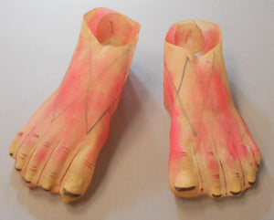 Rare Vintage Frankenstein Monster Halloween Costume Feet - Painted Gauze Fabric