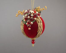 Load image into Gallery viewer, Velvet Ball Christmas Ornament in 3 Colors - Handmade by Towers and Turrets - &quot;Fruit of the Vine&quot;