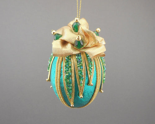 Metallic Lamé Egg Christmas Ornament in 4 Colors - Handmade by Towers and Turrets - 