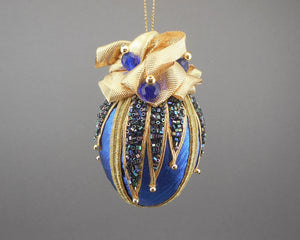 Metallic Lamé Egg Christmas Ornament in 4 Colors - Handmade by Towers and Turrets - "Avalanche"