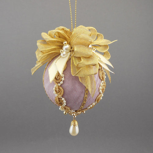 Moiré Faille Taffeta Ball Christmas Ornament in Five Colors - Handmade by Towers and Turrets - 
