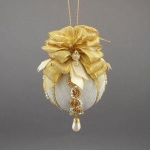 Moiré Faille Taffeta Ball Christmas Ornament in Five Colors - Handmade by Towers and Turrets - "Christine"