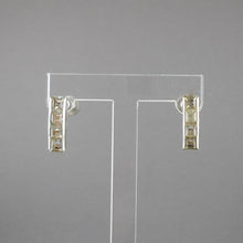 Load image into Gallery viewer, Vintage 1950s Rhinestone Screw Back Earrings - Channel Set Stones, Silver Tone Finish