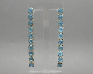 Vintage Dangle Earrings with Blue Rhinestones