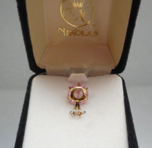 Load image into Gallery viewer, Vintage House of Nikolas Cubic Zirconia Pendant - Pink CZ Stone, Gold Tone Setting