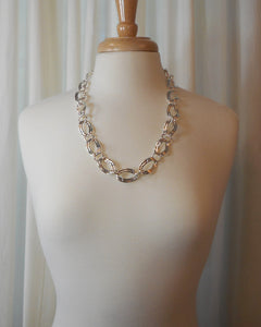 Vintage Napier Chain Necklace -  Circa 1980, Silver Tone Curb Links
