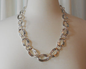 Vintage Napier Chain Necklace -  Circa 1980, Silver Tone Curb Links