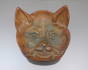 Vintage Ball & Ball Brass or Bronze Cat Face Ashtray