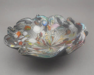 Vintage Murano Style Handblown Art Glass Bowl Dish