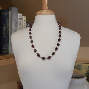 Vintage Handmade Garnet Necklace - Bead Clusters and Natural Pearls