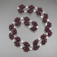 Load image into Gallery viewer, Vintage Handmade Garnet Necklace - Bead Clusters and Natural Pearls