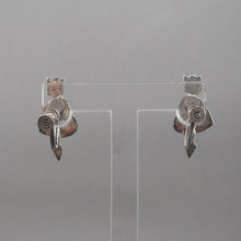 Load image into Gallery viewer, Vintage Marcasite Sterling Silver Screw Back Earrings  - Hearts with Arrows, for Valentines Day
