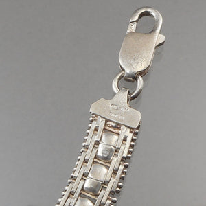 Vintage 7 1/2" Ornate Flat Link Chain Bracelet by Milor, Italy - Sterling Silver - Signed Designer Jewelry