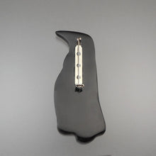 Load image into Gallery viewer, Large Vintage Penguin Brooch - Mother of Pearl Shell Inlay, Black and White Plastic Pin
