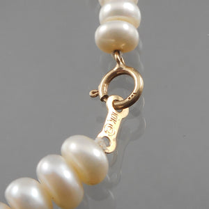 Vintage Cultured Button Pearl and 10K Gold Bracelet