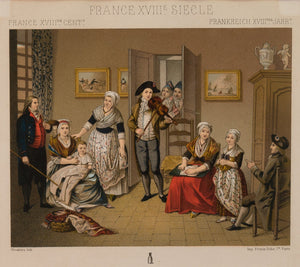 "France 18th c"  - Racinet - Chromolithograph from "Le Costume Historique" -  Paris, 1876
