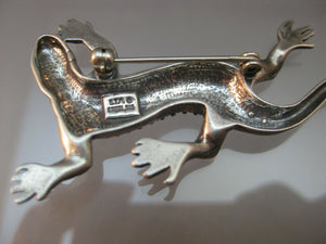 Vintage Southwestern Style Brooch / Pin - Sterling Silver Lizard, Salamander or Gecko