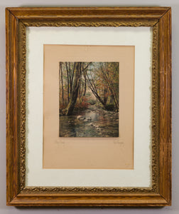 "Stony Brook" - Fred Thompson Antique Hand Colored Photograph - Framed