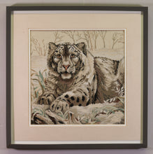 Load image into Gallery viewer, Vintage Framed Snow Leopard Needlepoint Art
