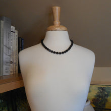 Load image into Gallery viewer, Vintage French Jet Single Strand Collar Necklace - Seed and Faceted Black Glass Beads