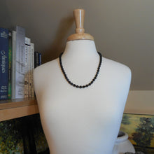 Load image into Gallery viewer, Vintage French Jet Single Strand Princess Length Necklace - Seed and Faceted Black Glass Beads