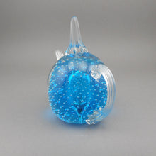 Load image into Gallery viewer, Vintage Hand Blown Glass Paperweight / Ring Holder - Teapot Form, Blue with Controlled Bubbles