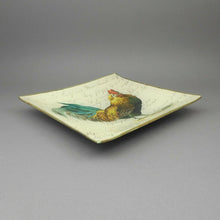 Load image into Gallery viewer, Signed John Derian Glass Decoupage Square Rooster Tray Plate Dish Handmade USA