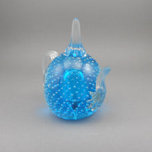 Load image into Gallery viewer, Vintage Hand Blown Glass Paperweight / Ring Holder - Teapot Form, Blue with Controlled Bubbles