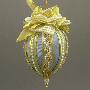 Moiré Faille Taffeta Egg Christmas Ornament in 2 Colors - Handmade by Towers and Turrets - "Easter Parade"