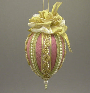 Moiré Faille Taffeta Egg Christmas Ornament in 2 Colors - Handmade by Towers and Turrets - "Easter Parade"