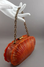 Load image into Gallery viewer, Vintage circa 1950 Will Hardy Wilardy Marbled Lucite Plastic Purse Clam Shell Design