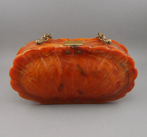 Vintage circa 1950 Will Hardy Wilardy Marbled Lucite Plastic Purse Clam Shell Design