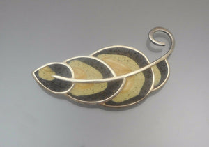 Handmade David Urso Sterling Silver and Resin Brooch - US Artisan Crafted, Autumn Leaf Design
